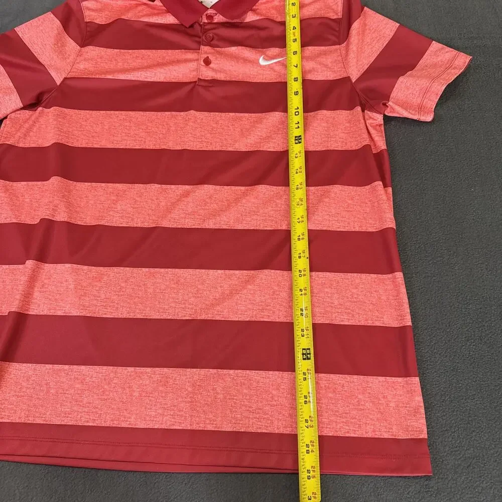 Nike Golf Dri-Fit Men’s Large Standard fit pink/red Striped Golf Polo Shirt